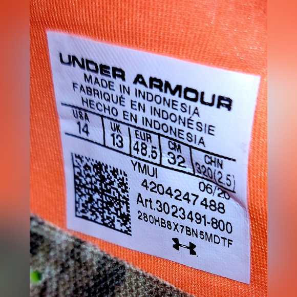 Under Armour Harper 5 Low AA ST Orange/RealTree Camo Baseball Cleats Sz 14 Men - Picture 11 of 12